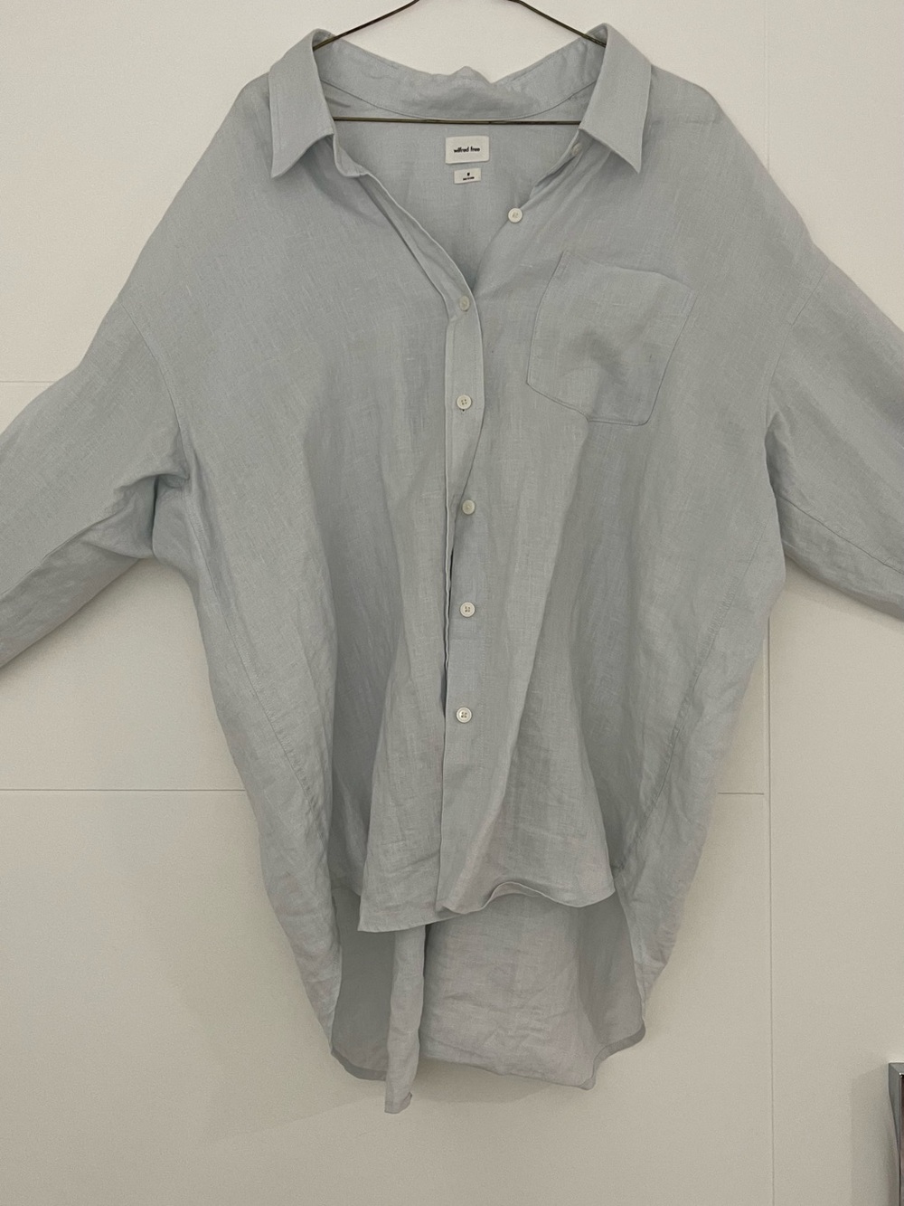 Wilfred Pale Gray Linen Button-Down Blouse